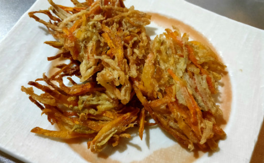 調理例：針生姜と季節野菜のかき揚げ