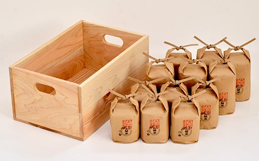 R5-029． 使い切りサイズが嬉しい　木箱の山間米合袋セット 1066865 - 高知県四万十市