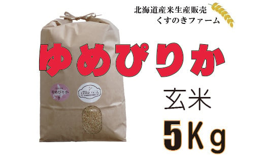 北海道岩見沢産くすのきファームのゆめぴりか玄米（5Kg）【34008】