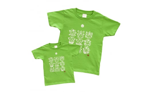 ゆるキャラ「ちゃぐぽん」Tシャツ(ライトグリーン)親子セット