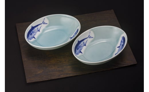 【伊万里焼】青磁染付平政カレー皿（2枚セット） H678