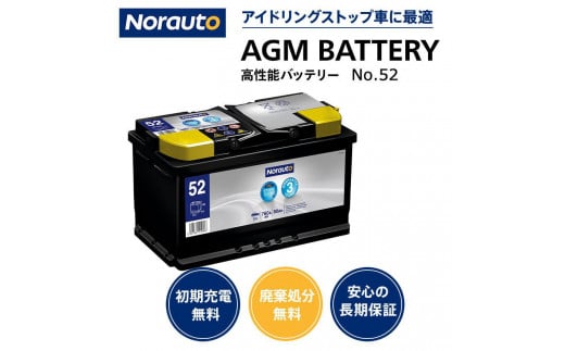 Norauto AGMバッテリー（No.50 60Ah 660CCA H5/LN2 輸入車用