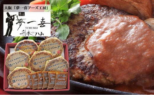 B0139 夢一喜 国産牛 国産豚肉100 焼ハンバーグ6個 デミグラスソース付 大阪府貝塚市 ふるさと納税 ふるさとチョイス