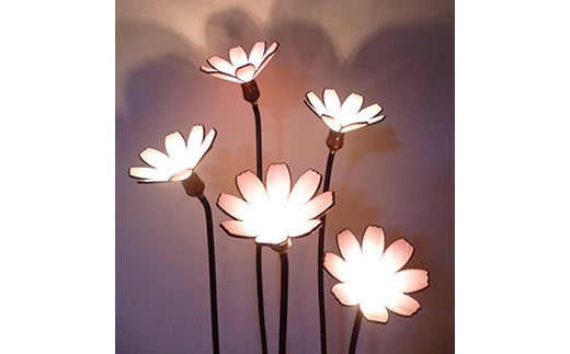 ステンドグラス ランプ 「秋桜（コスモス）五灯」 ライト インテリア