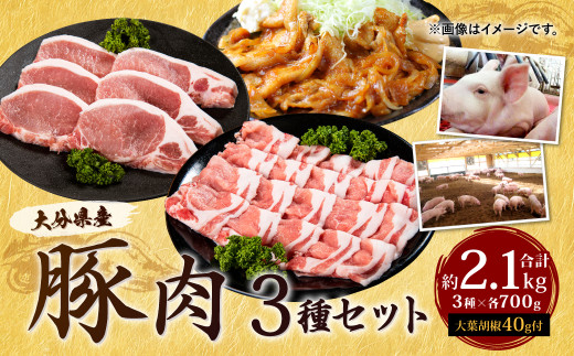 大分県産 豚肉 セット 約2.1kg 大葉胡椒付き