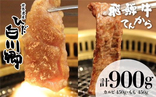 最高級 飛騨牛カルビ もも 焼肉用 450g 2種 計900g 食べ比べ A5 等級 白川郷 てんから S178 岐阜県白川村 ふるさと納税 ふるさとチョイス