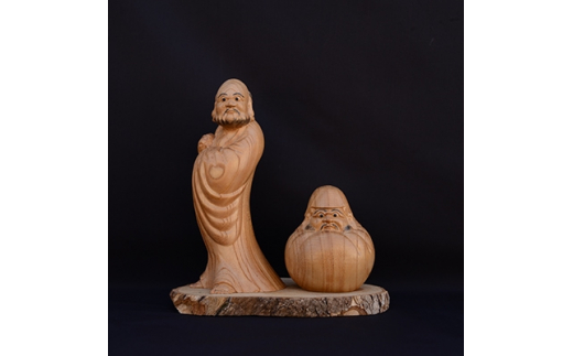 [(有)木下彫刻工芸]達磨(大)彫刻置物2個セット【1142803】 349352 - 大阪府岸和田市