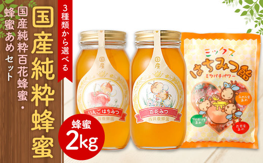 選べる蜂蜜】国産 純粋 蜂蜜 1kg 百花蜂蜜 1kg 蜂蜜あめ 1袋 - 熊本県