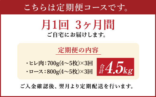 【3ヶ月定期便】熊本産ステーキ用 あか牛 合計約4.5kg 2種類