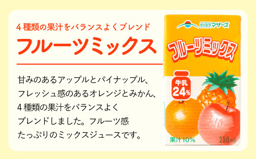 フルーツミックス 250ml×24本 1ケース ミックスジュース 乳飲料 - 熊本