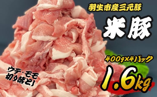 羽生市産三元豚　間中さん家の米豚　切り落とし　1.6kg