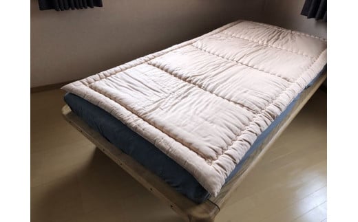 [アイボリー]ベッドパッド シングル コットン100% 敷きパッド[かめやオリジナル][布団 敷布団 綿 コットン 天然素材 手作り 寝心地抜群]