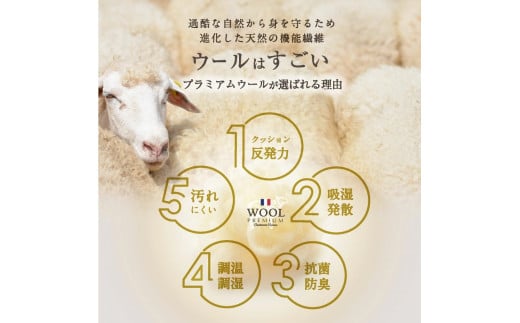 羊毛（ウール）100% 敷布団 ダブルロング 140cm×210cm