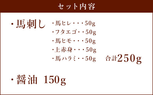 熊本県産 馬刺し 赤身堪能 セット 5種×各50g 計250g 醤油付