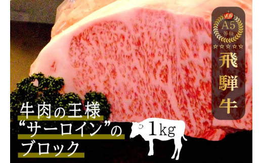 飛騨牛 サーロイン ブロック 1kg ブロック肉　サーロイン A5等級　豪快お肉の塊でおうちで ステーキ e534