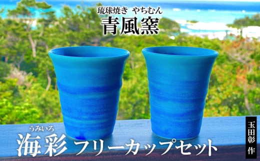 琉球焼き やちむん 陶器 青風窯 玉田 彰作 海彩 うみいろ フリーカップセット 沖縄県恩納村 ふるさと納税 ふるさとチョイス