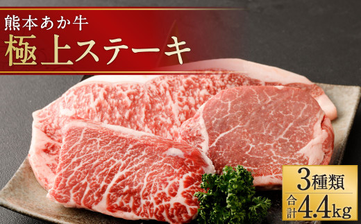 熊本 あか牛 極上 ステーキ 3品 合計 約4 4kg セット 牛肉 熊本県益城町 ふるさと納税 ふるさとチョイス