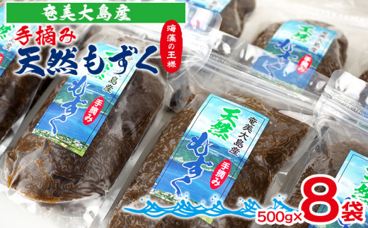 海藻の王様　奄美大島産の手摘み天然もずく500g×8袋