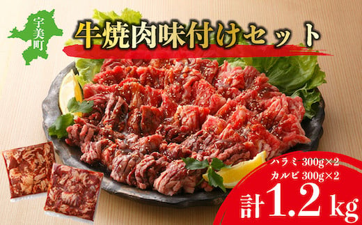 味付け牛焼肉セット ／ やきにく 焼き肉 ハラミ カルビ 福岡県 特産　EZ003