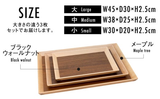shirakawa】 Takumi Craft 木の長角トレー3点セット ツートン 木製 