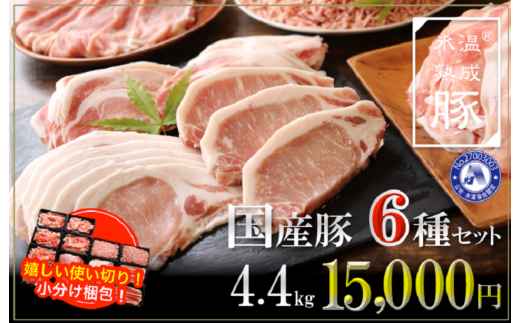 015B073 氷温(R)熟成豚 国産豚6種セット 合計4.4kg(大容量 14パック)
