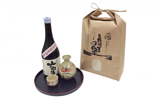 [№5667-0312]日南町酒造米で作った美味しいお酒とお米（コシヒカリ）のセット 270081 - 鳥取県日南町