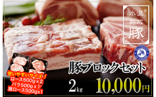 010B644 氷温(R)熟成豚 国産豚ブロックセット2kg（500g×4）