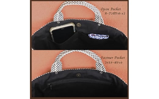 取り出しやすいオープンポケットと大切なものはファスナーポケットに。
