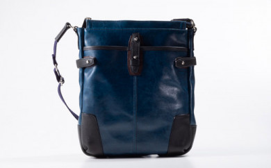 豊岡鞄　帆布PU×皮革ショルダー(24-133)  ブルー