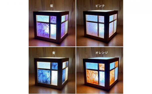 キューブ型あんどん「和あそ美cube」オレンジ 0511