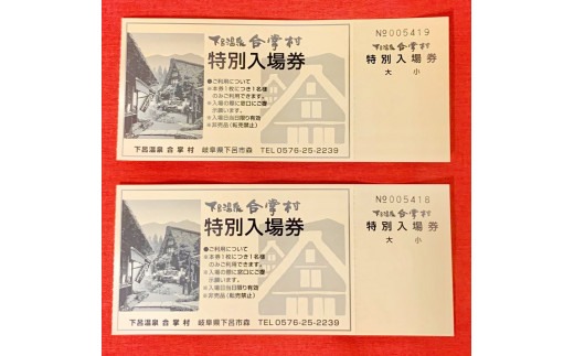19 1 下呂温泉合掌村入場券 2枚 岐阜県下呂市 ふるさと納税 ふるさとチョイス