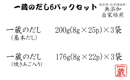 【無添加・自家焙煎】一蔵のだし6パックセット