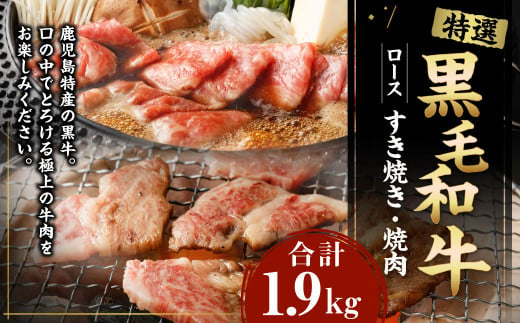 特選 黒毛和牛 ロース すき焼き&焼肉セット 計1.9kg(すき焼き用 500g×3・焼肉用 400g)国産 牛肉