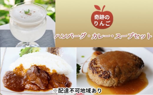 奇跡のりんご使用　ハンバーグ・カレー・冷製スープ 各1個セット 684789 - 青森県弘前市