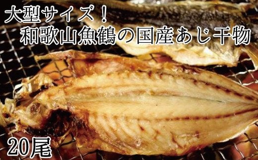 大型サイズ！和歌山魚鶴の国産あじ干物20尾 910945 - 和歌山県古座川町