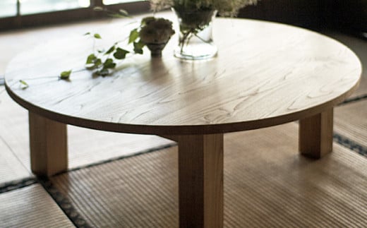 天然オイル仕上げ 栗の木 ちゃぶ台 直径110cm 高さ34cm テーブル リビングテーブル