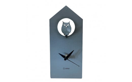 GRAVIRoN Bird Clock ミミズク 酸洗鉄（置き時計）