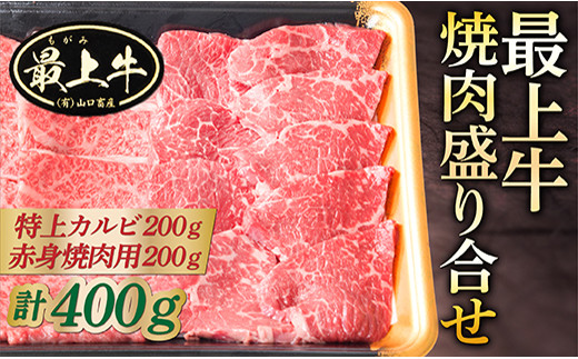 015-013 最上牛焼肉盛合せ(特上カルビ200ｇ+赤身焼肉用200ｇ)