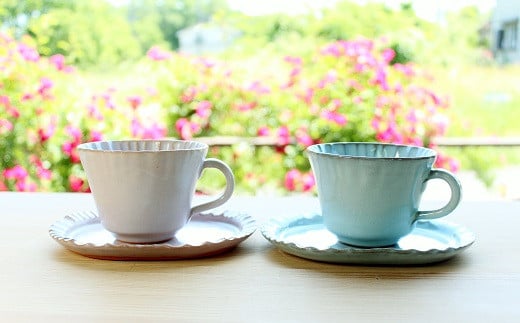 京丹波町の窯元「工房瑞穂」特製のコーヒーカップ＋ソーサーペアセット