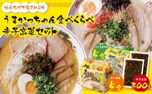 M55-08 うまかっちゃん食べ比べセット（5食×２）辛子高菜300ｇ付 273509 - 福岡県福智町