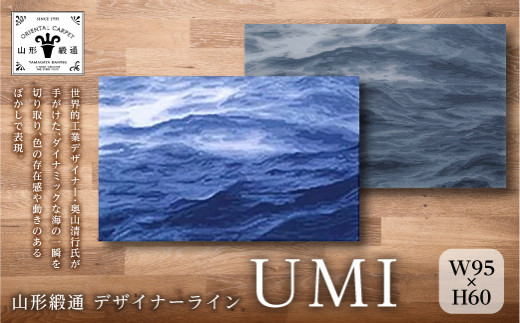 【山形緞通 奥山清行氏デザイン】『UMI』小サイズ（縦60×横95cm / ウール100%）F20A-607
