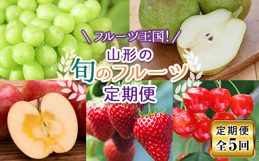 《2023年発送先行予約》やまがた旬のフルーツ定期便(全5回) さくらんぼ サクランボ なし ナシ 梨 シャインマスカット ラフランス シナノスイート りんご リンゴ 林檎 さんふじ サンふじ いちご イチゴ 苺 ギフト 果物 FSY-0102 274979 - 山形県山形県庁