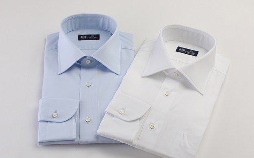 [№5636-0195]HITOYOSHIシャツ（ツイル2枚セット）　紳士用