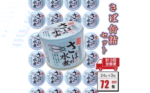 【 定期便 】 さば缶詰 水煮 190g 24缶 ×年3回 隔月 国産 水煮 鯖 サバ 缶詰 非常食 長期保存 備蓄 魚介類