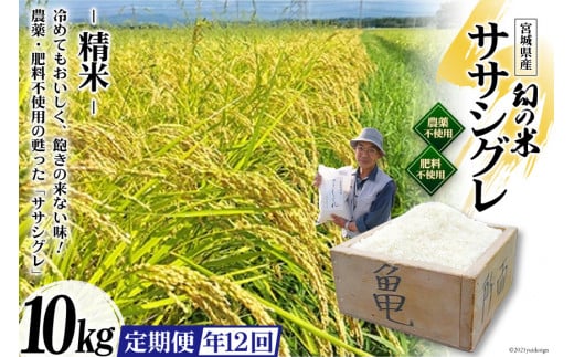 12回 定期便 希少品種米 ササシグレ 精米 10kg×12回 総計120kg / 長沼 太一 / 宮城県 加美町