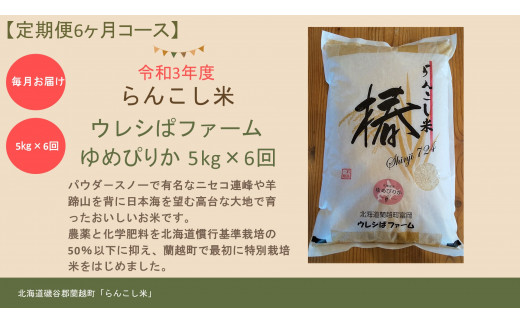 定期便 らんこし米 ゆめぴりか ５ｋｇ ウレシパファーム 6か月 北海道蘭越町 ふるさと納税 ふるさとチョイス