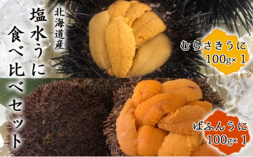 北海道産 ２種の ふり塩うに 食べ比べセット 100g 2個 うに ウニ キタムラサキウニ エゾバフンウニ 北海道鹿部町 ふるさと納税 ふるさとチョイス