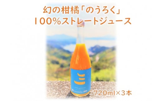 【B206】愛媛県明浜産　まぼろしの柑橘「のうろく」ストレートジュース　３本セット