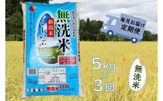 令和5年産 【3カ月連続お届け】無洗米　新潟県産 こしいぶき　5㎏|地域力創造株式会社