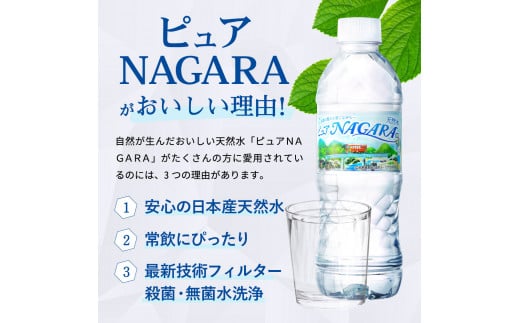 ナチュラルミネラルウォーター ピュアＮＡＧＡＲＡ （500ml×24本×2ケース）S8-11 軟水・ペットボトル・飲料水・水